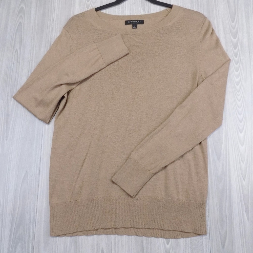 Banana Republic Men's M Silk Cashmere Sweater Crewneck TanBeige Pullover Soft